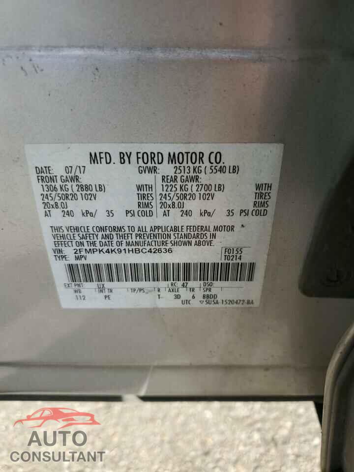 FORD EDGE 2017 - 2FMPK4K91HBC42636
