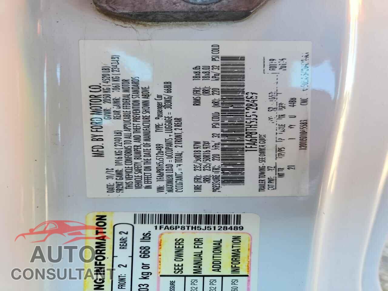 FORD MUSTANG 2018 - 1FA6P8TH5J5128489