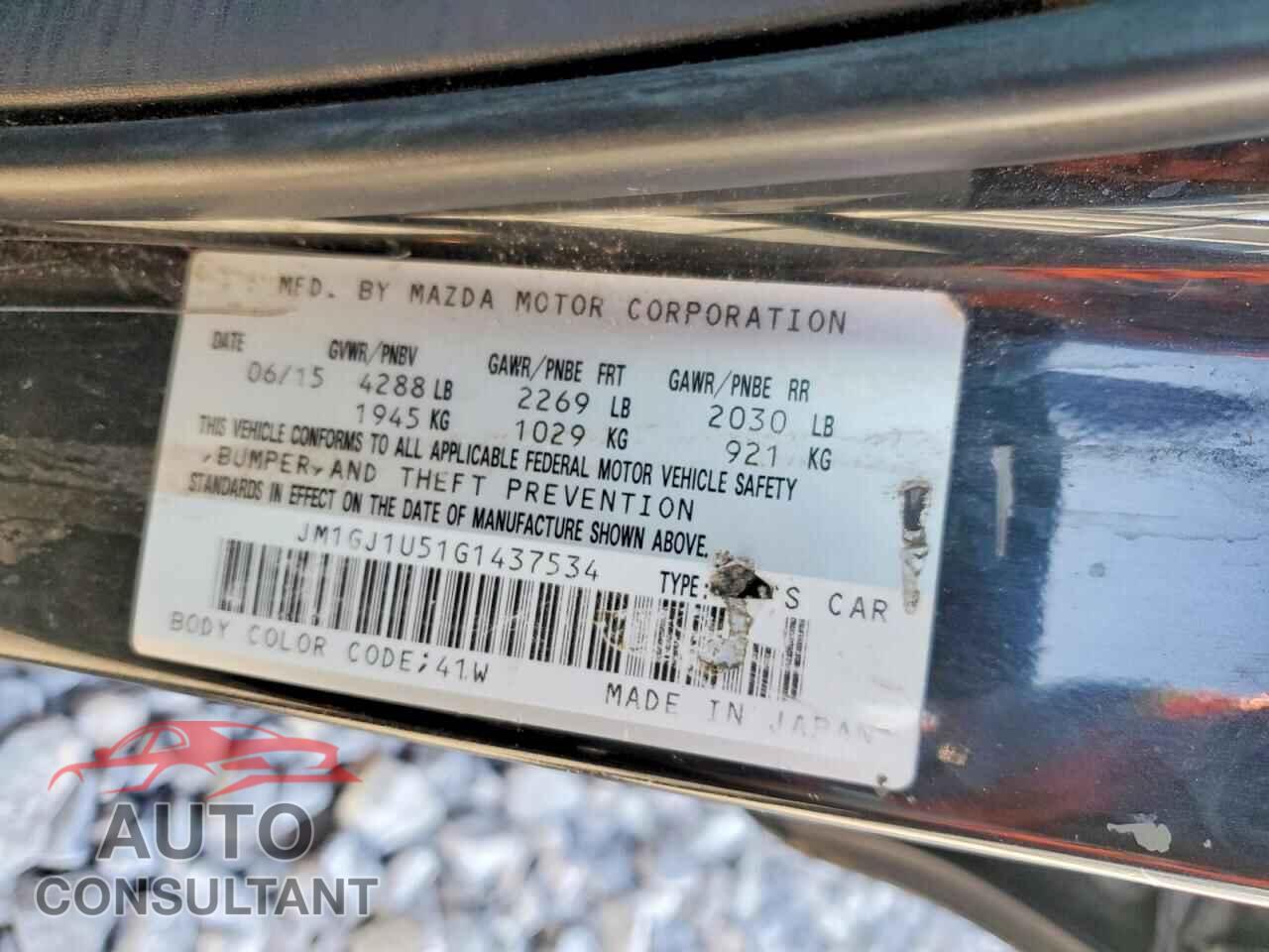 MAZDA 6 2016 - JM1GJ1U51G1437534