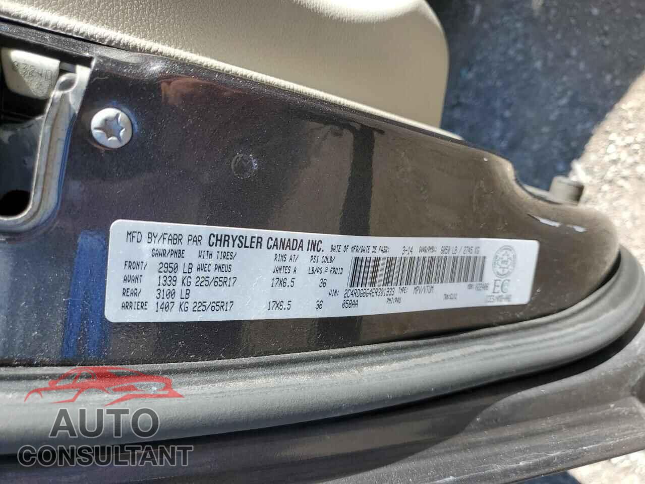 DODGE CARAVAN 2014 - 2C4RDGBG4ER301933