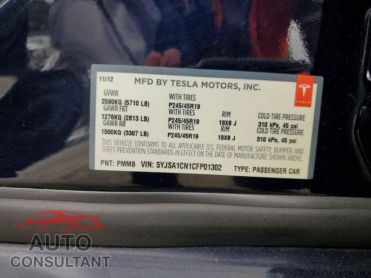TESLA MODEL S 2012 - 5YJSA1CN1CFP01302