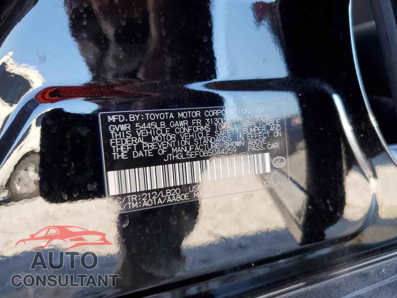 LEXUS LS460 2011 - JTHGL5EF0B5044259