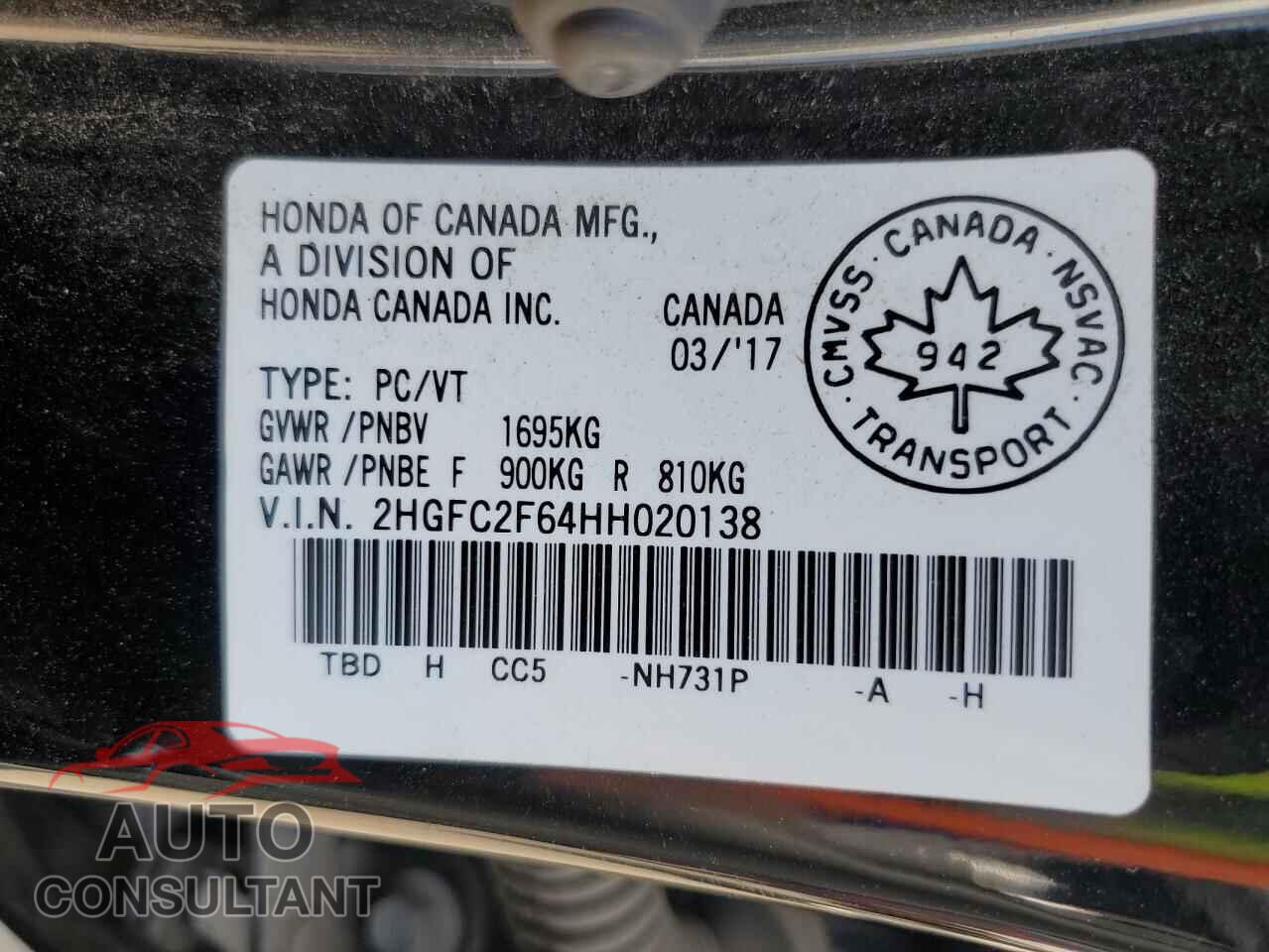 HONDA CIVIC 2017 - 2HGFC2F64HH020138