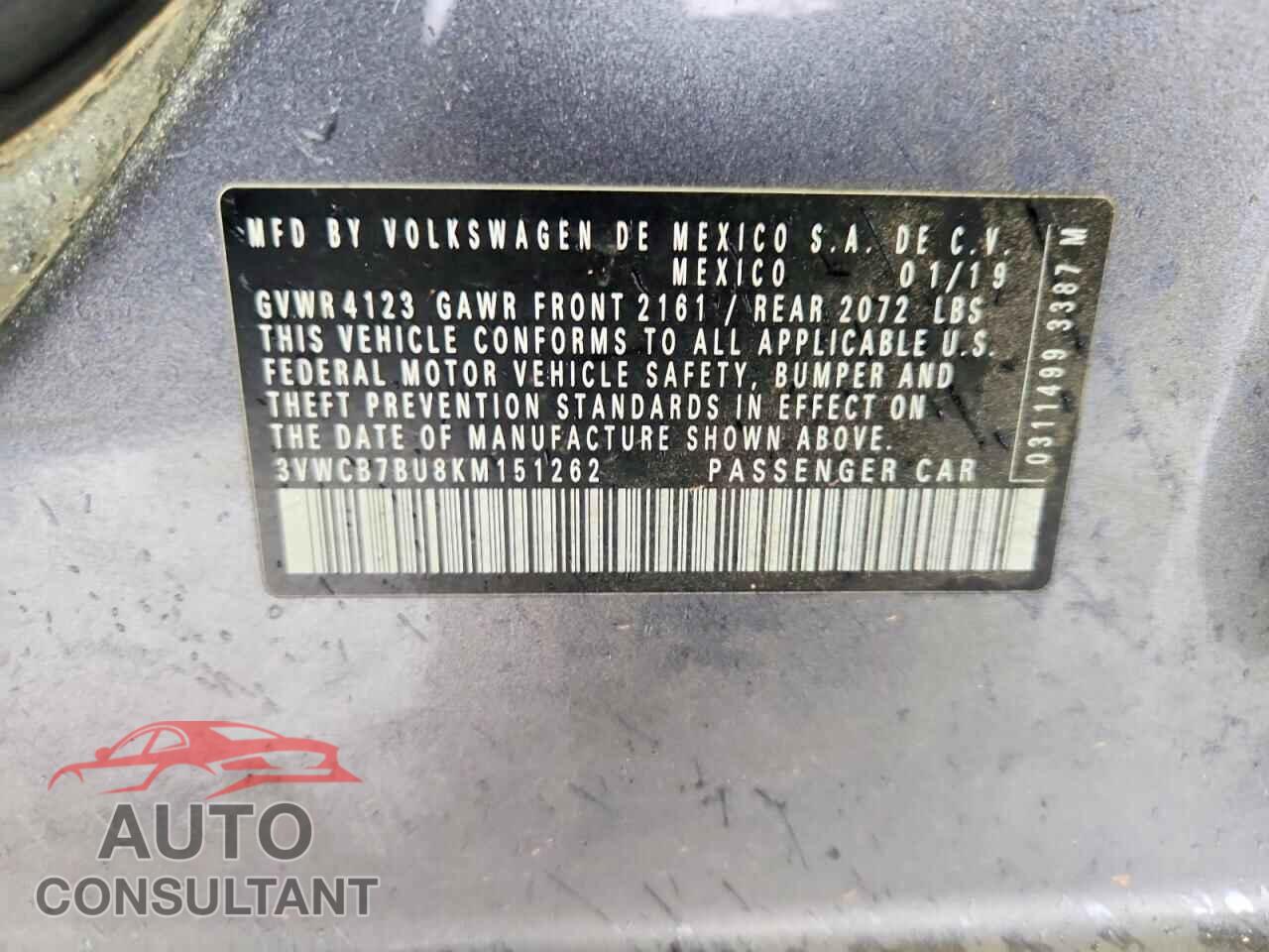 VOLKSWAGEN JETTA 2019 - 3VWCB7BU8KM151262