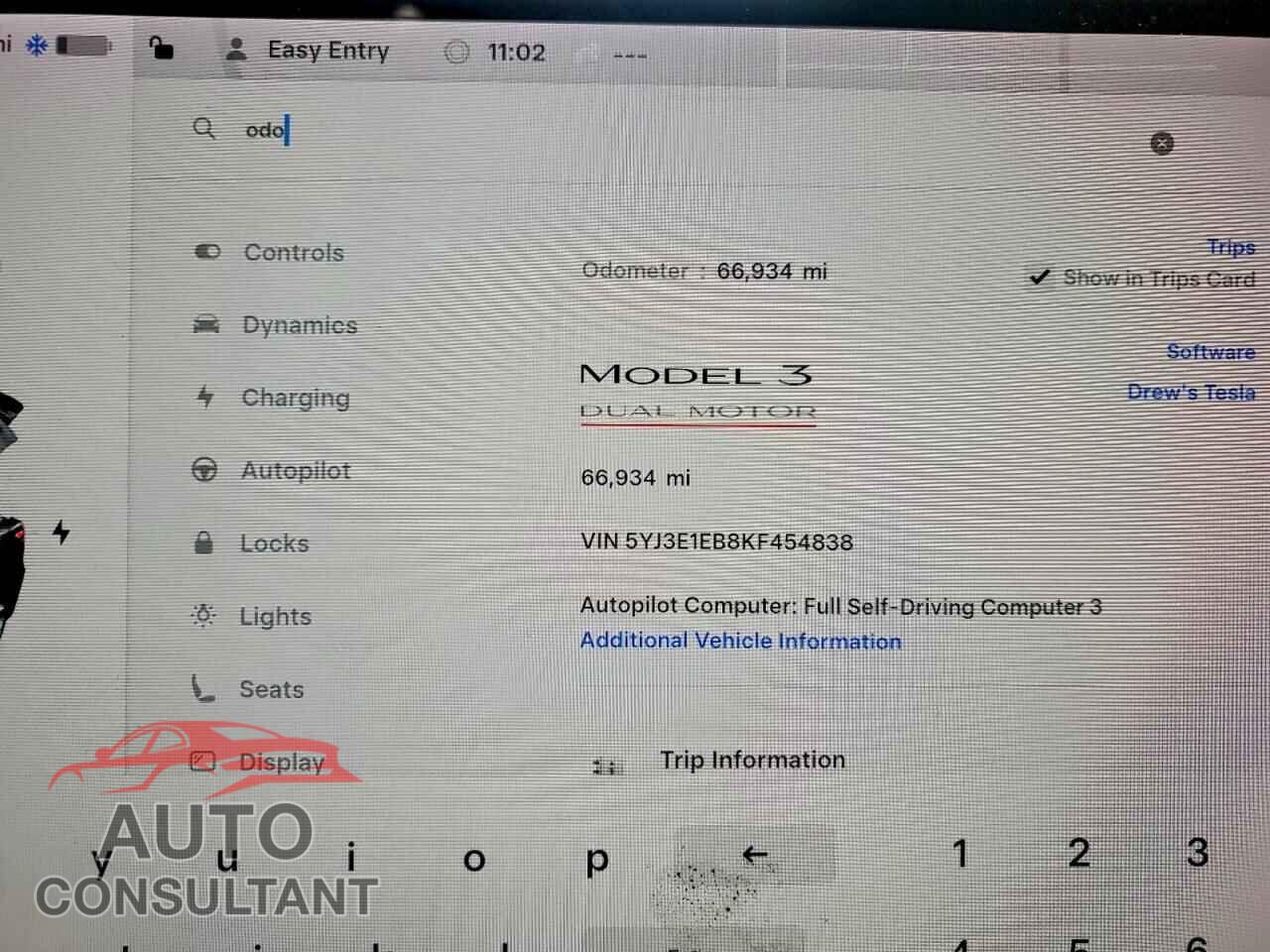 TESLA MODEL 3 2019 - 5YJ3E1EB8KF454838