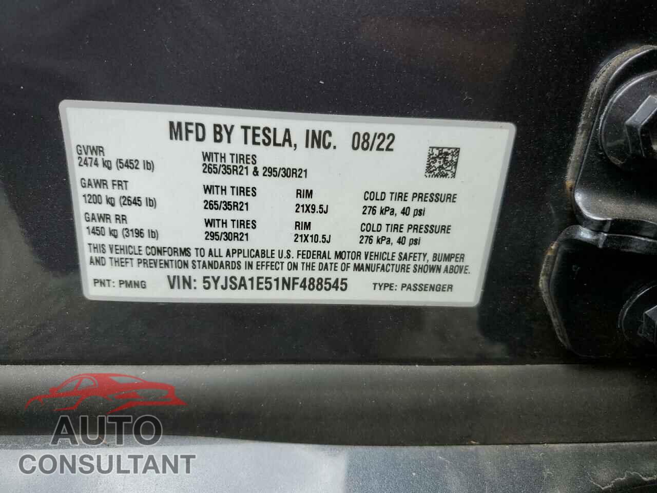 TESLA MODEL S 2022 - 5YJSA1E51NF488545