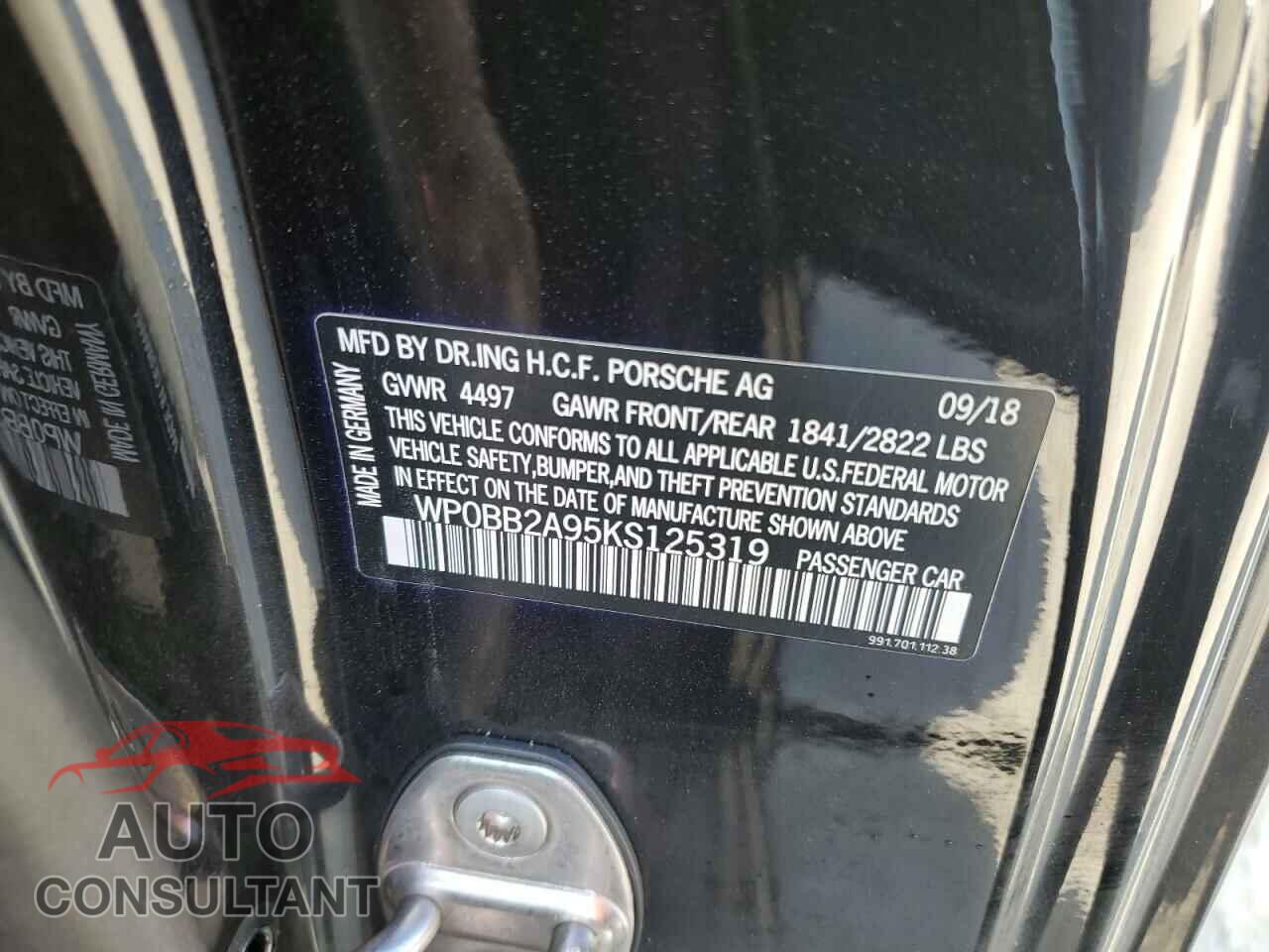 PORSCHE 911 2019 - WP0BB2A95KS125319