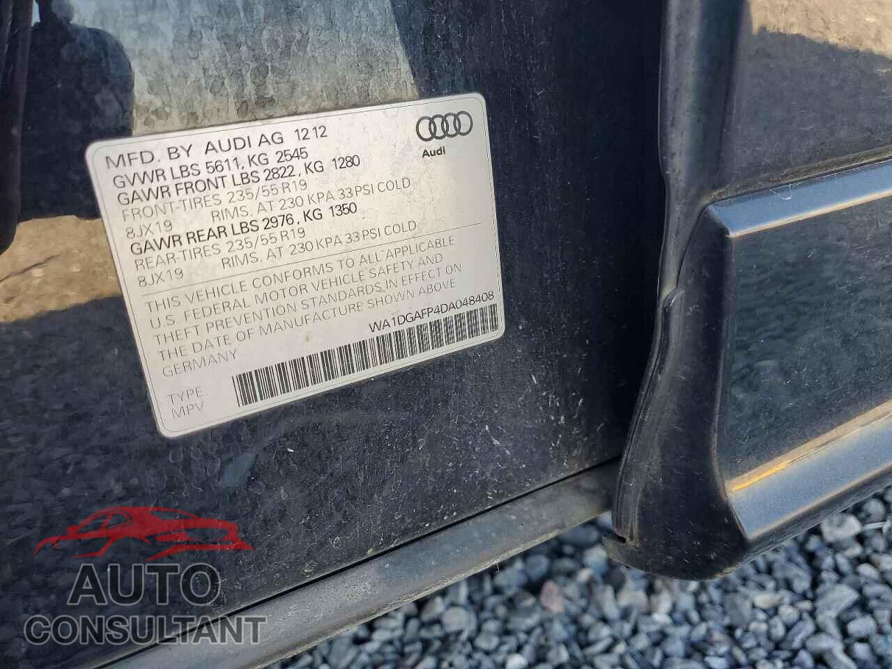 AUDI Q5 2013 - WA1DGAFP4DA048408