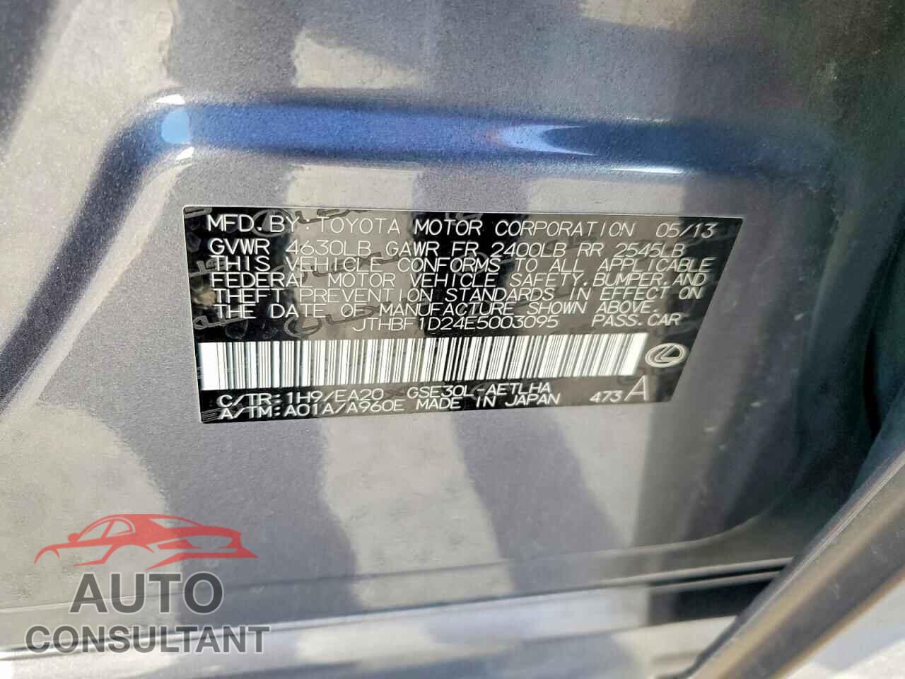 LEXUS IS 2014 - JTHBF1D24E5003095