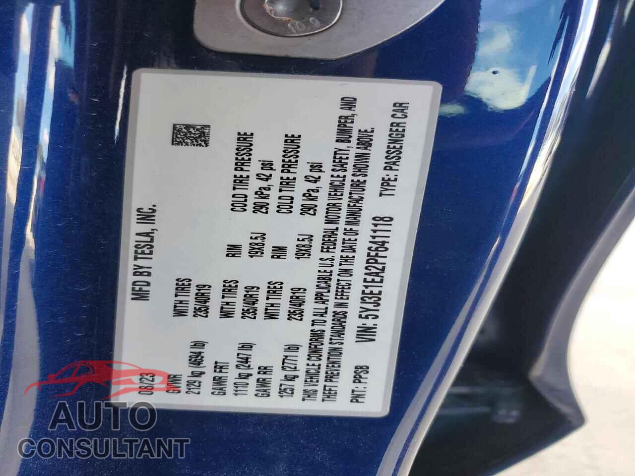 TESLA MODEL 3 2023 - 5YJ3E1EA2PF641118