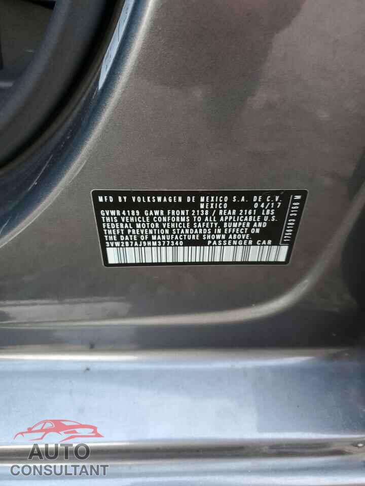 VOLKSWAGEN JETTA 2017 - 3VW2B7AJ9HM377340