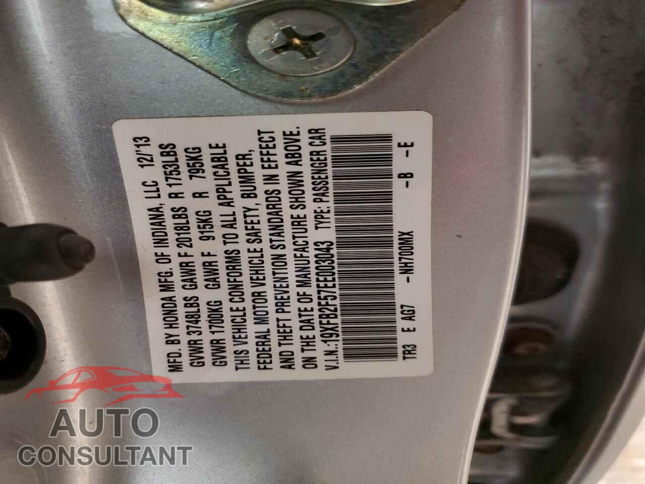 HONDA CIVIC 2014 - 19XFB2F57EE003043