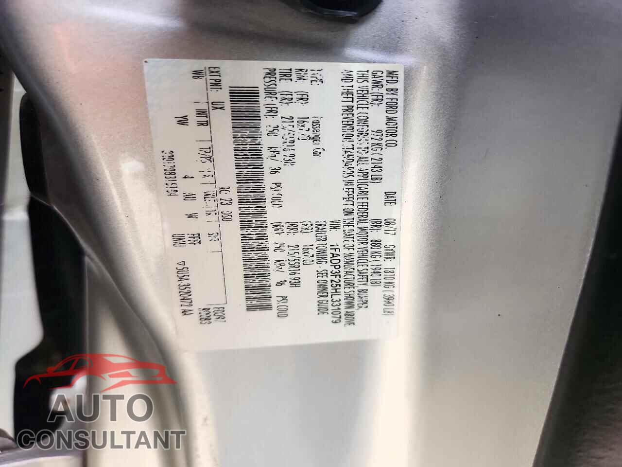 FORD FOCUS 2017 - 1FADP3F25HL331079