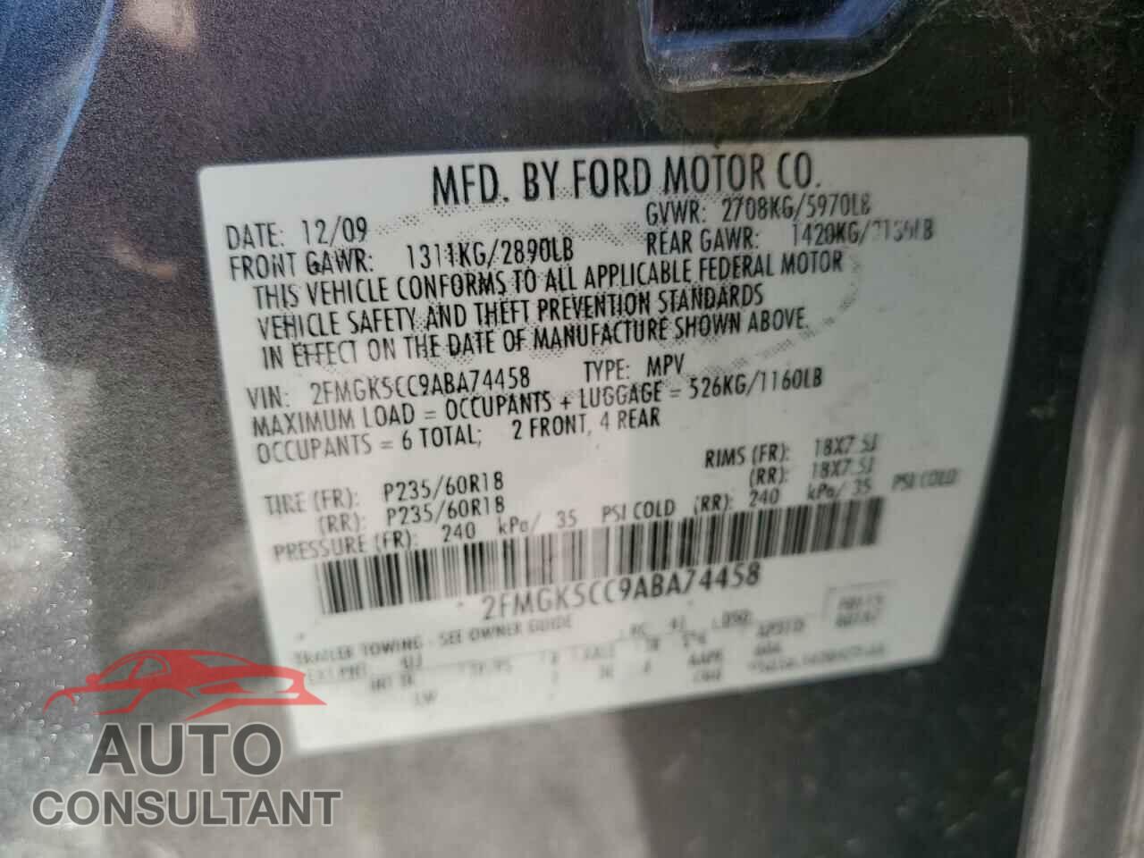 FORD FLEX 2010 - 2FMGK5CC9ABA74458