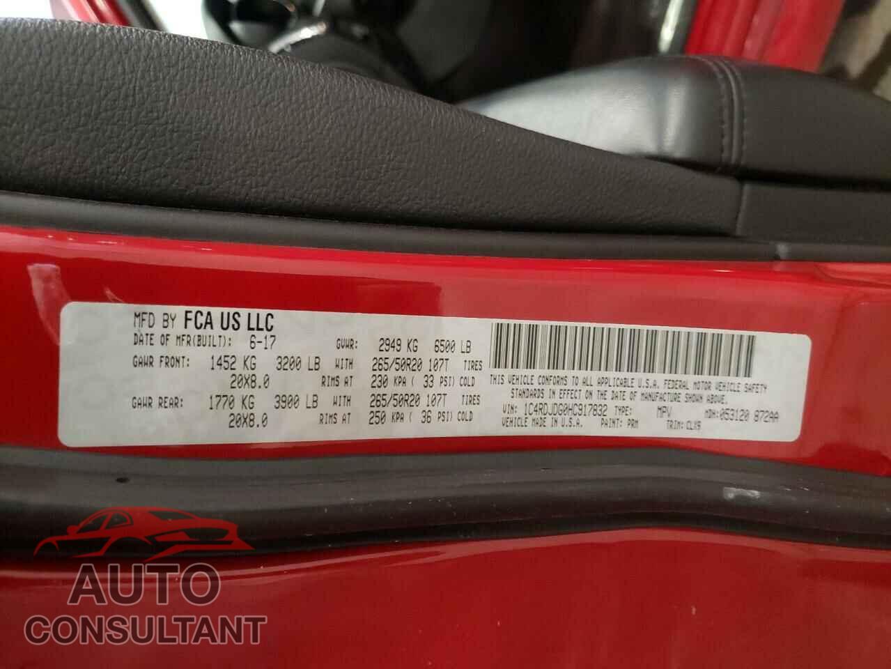 DODGE DURANGO 2017 - 1C4RDJDG0HC917832