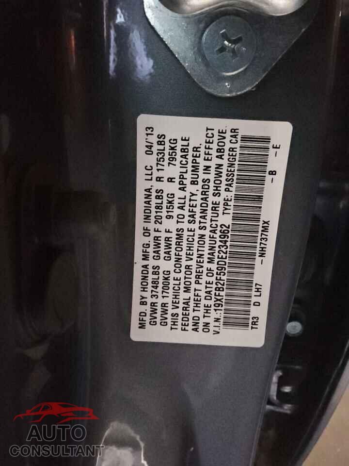 HONDA CIVIC 2013 - 19XFB2F59DE234962