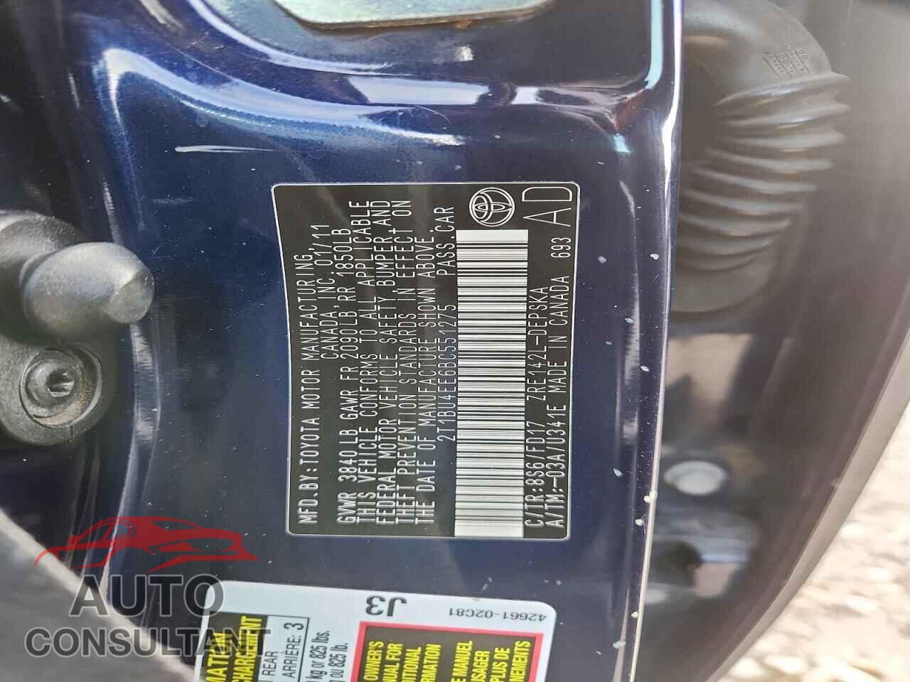TOYOTA COROLLA 2011 - 2T1BU4EE6BC551275