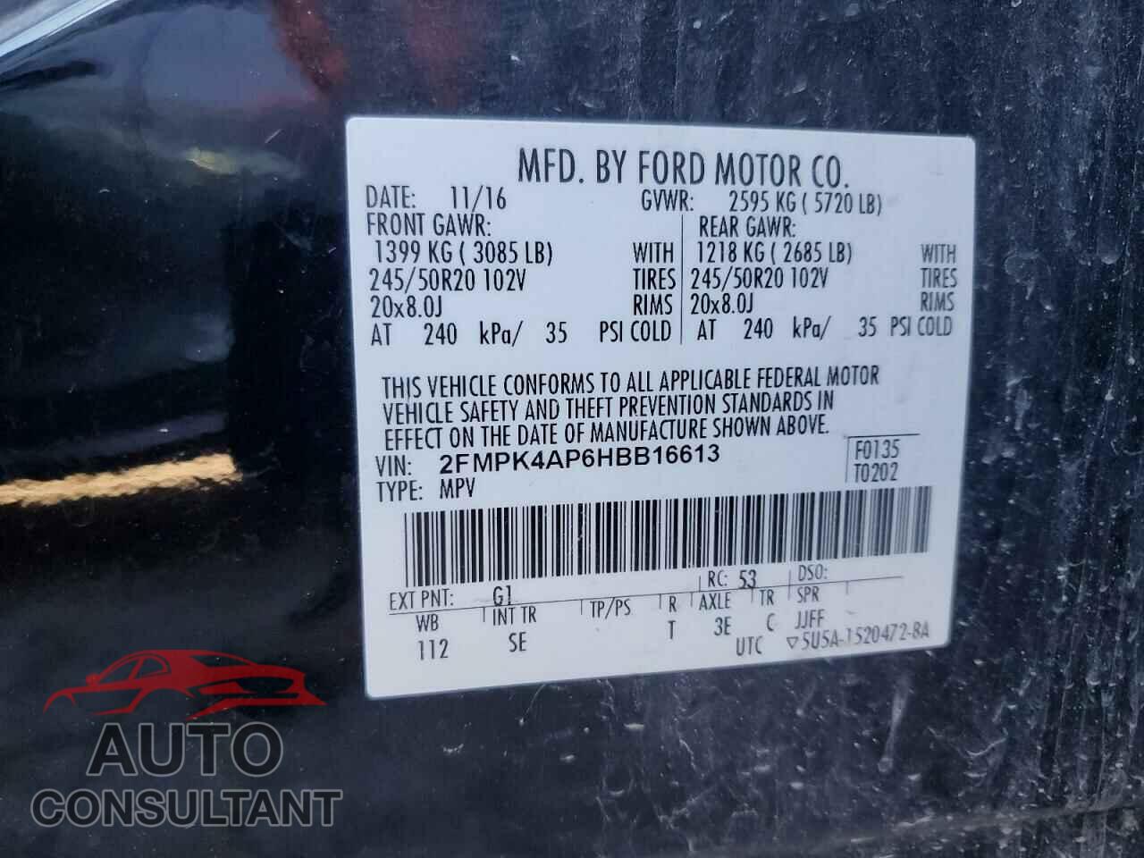 FORD EDGE 2017 - 2FMPK4AP6HBB16613