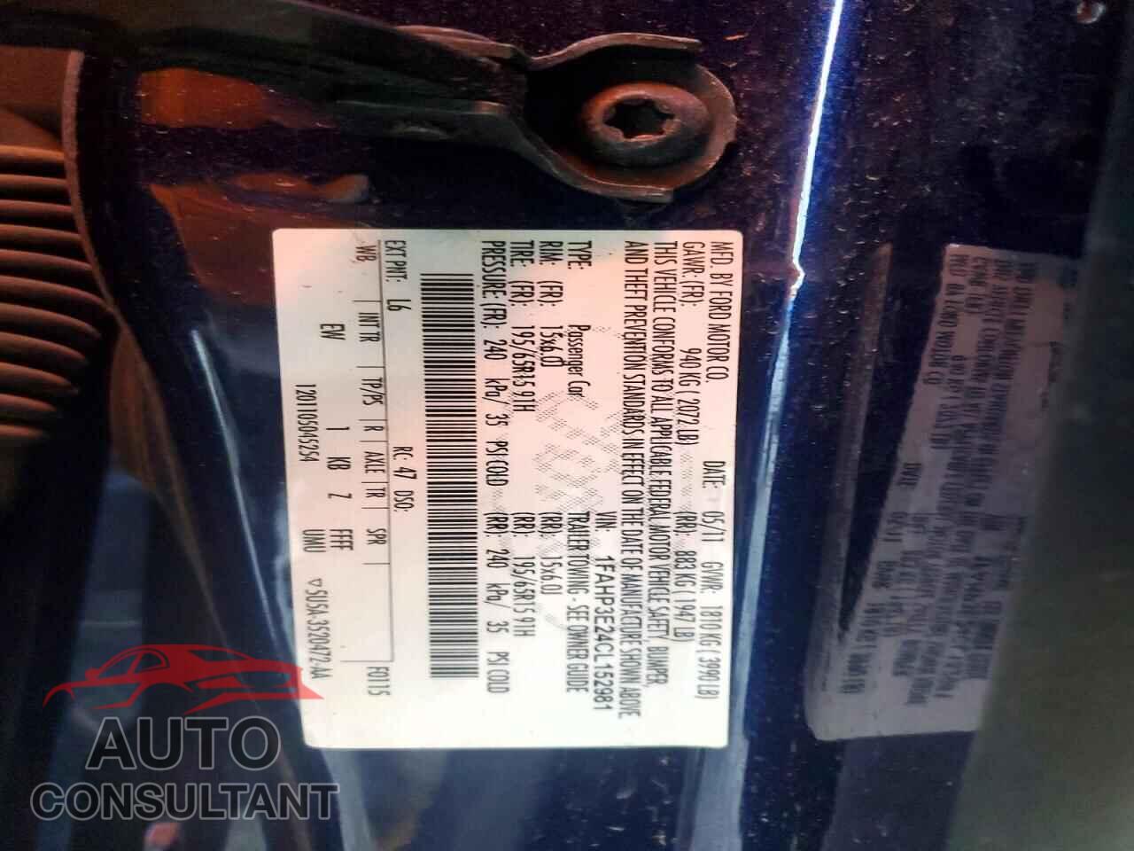 FORD FOCUS 2012 - 1FAHP3E24CL152981