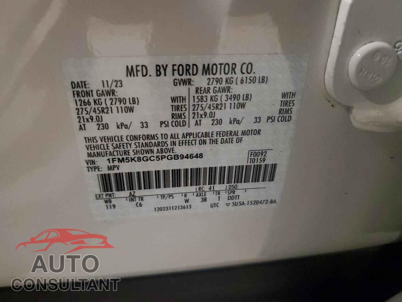 FORD EXPLORER 2023 - 1FM5K8GC5PGB94648