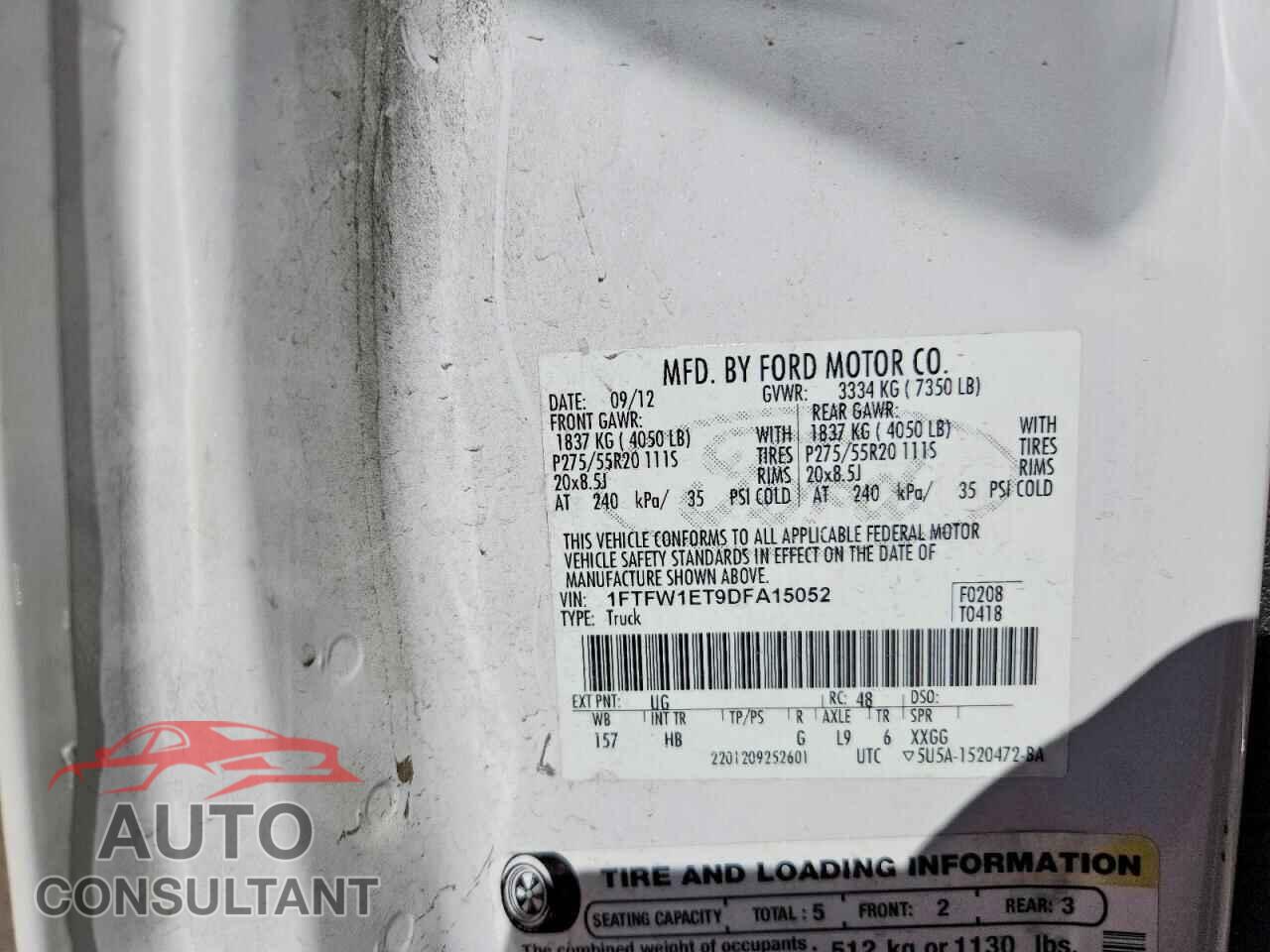 FORD F-150 2013 - 1FTFW1ET9DFA15052