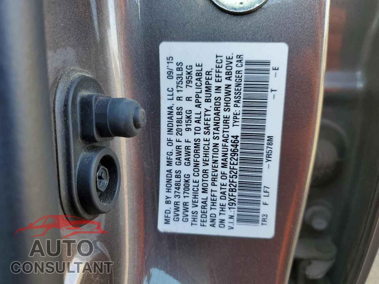 HONDA CIVIC 2015 - 19XFB2F52FE296464