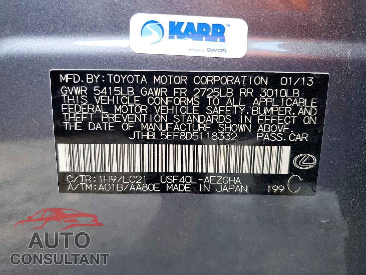 LEXUS LS500 2013 - JTHBL5EF8D5118332