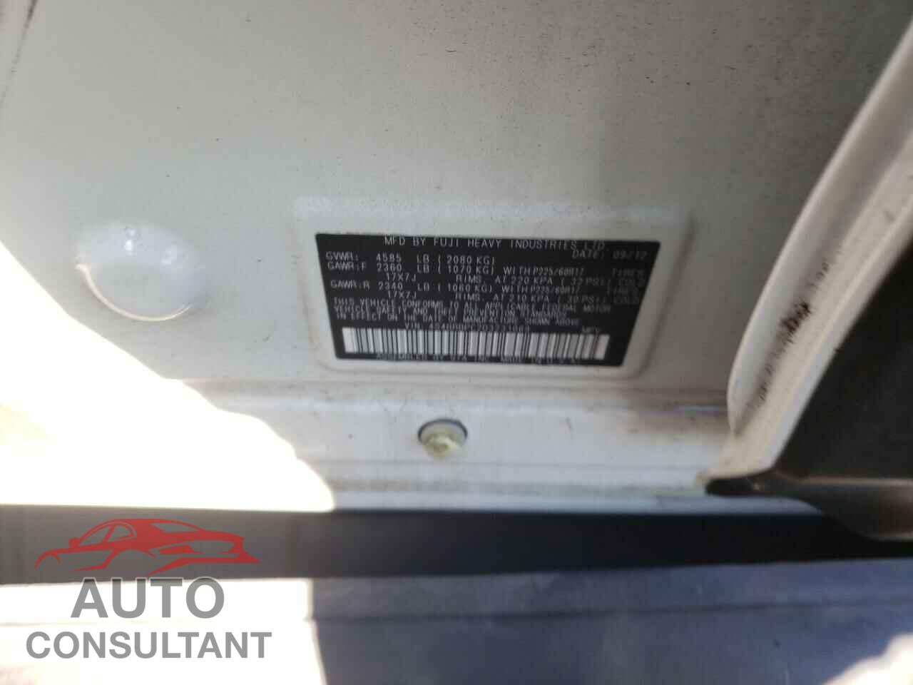 SUBARU OUTBACK 2013 - 4S4BRBPC2D3231069
