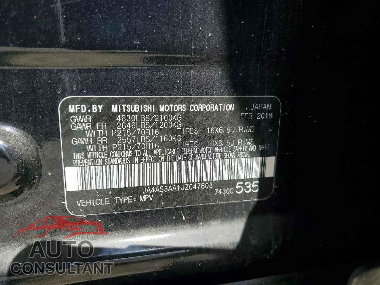 MITSUBISHI ECLIPSE CROSS 2018 - JA4AS3AA1JZ047603