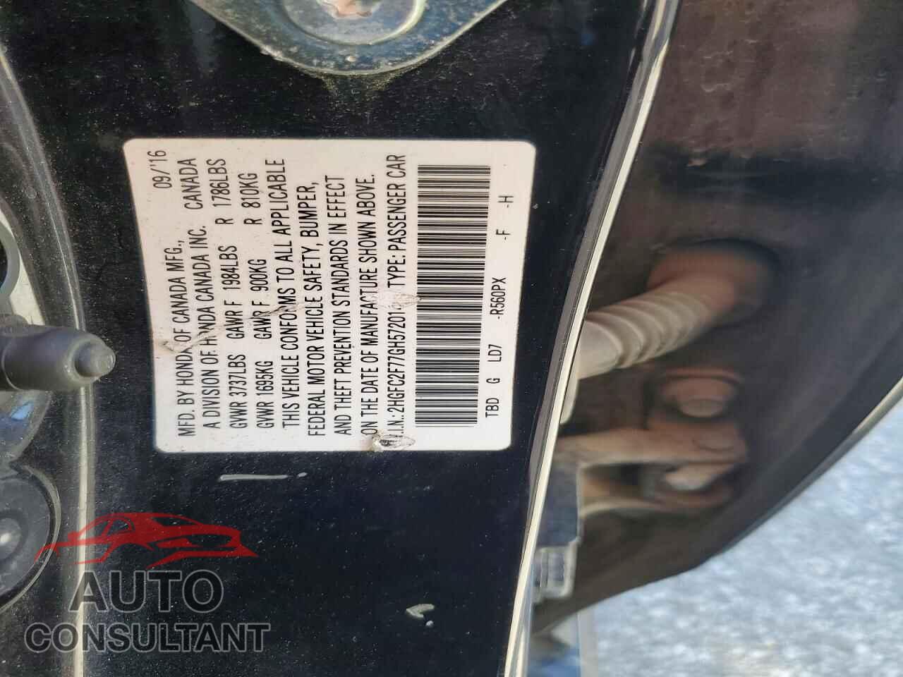 HONDA CIVIC 2016 - 2HGFC2F77GH572014
