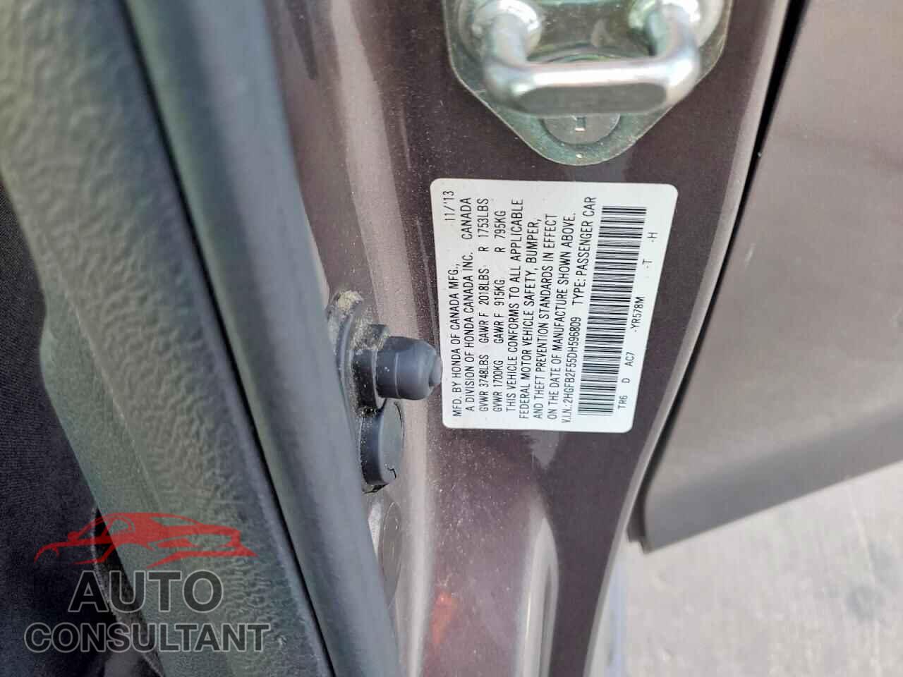 HONDA CIVIC 2013 - 2HGFB2F55DH596809