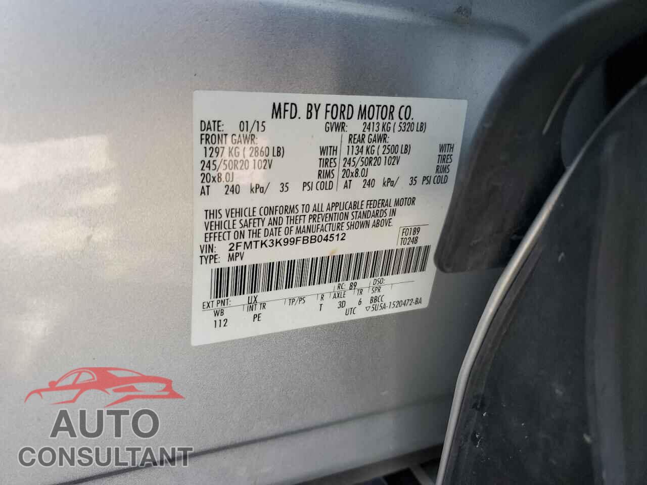 FORD EDGE 2015 - 2FMTK3K99FBB04512