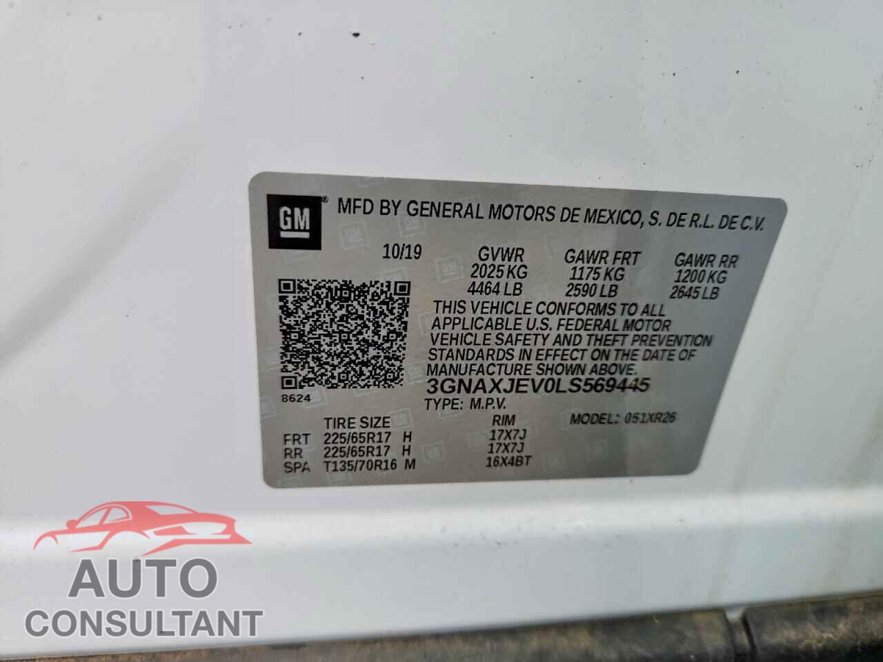 CHEVROLET EQUINOX 2020 - 3GNAXJEV0LS569445