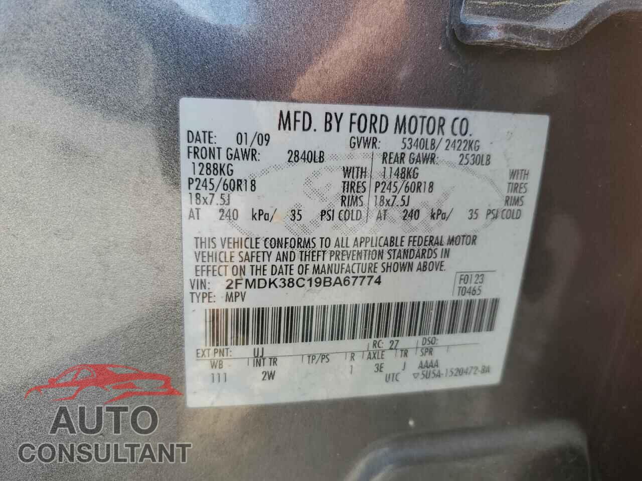 FORD EDGE 2009 - 2FMDK38C19BA67774