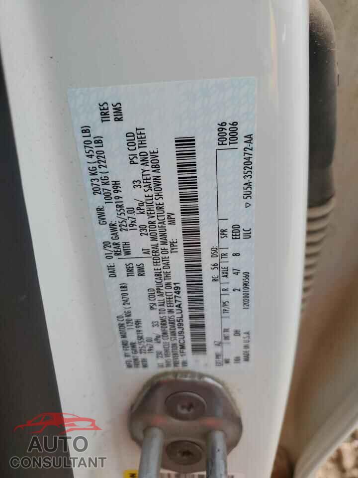 FORD ESCAPE 2020 - 1FMCU9J95LUA77491