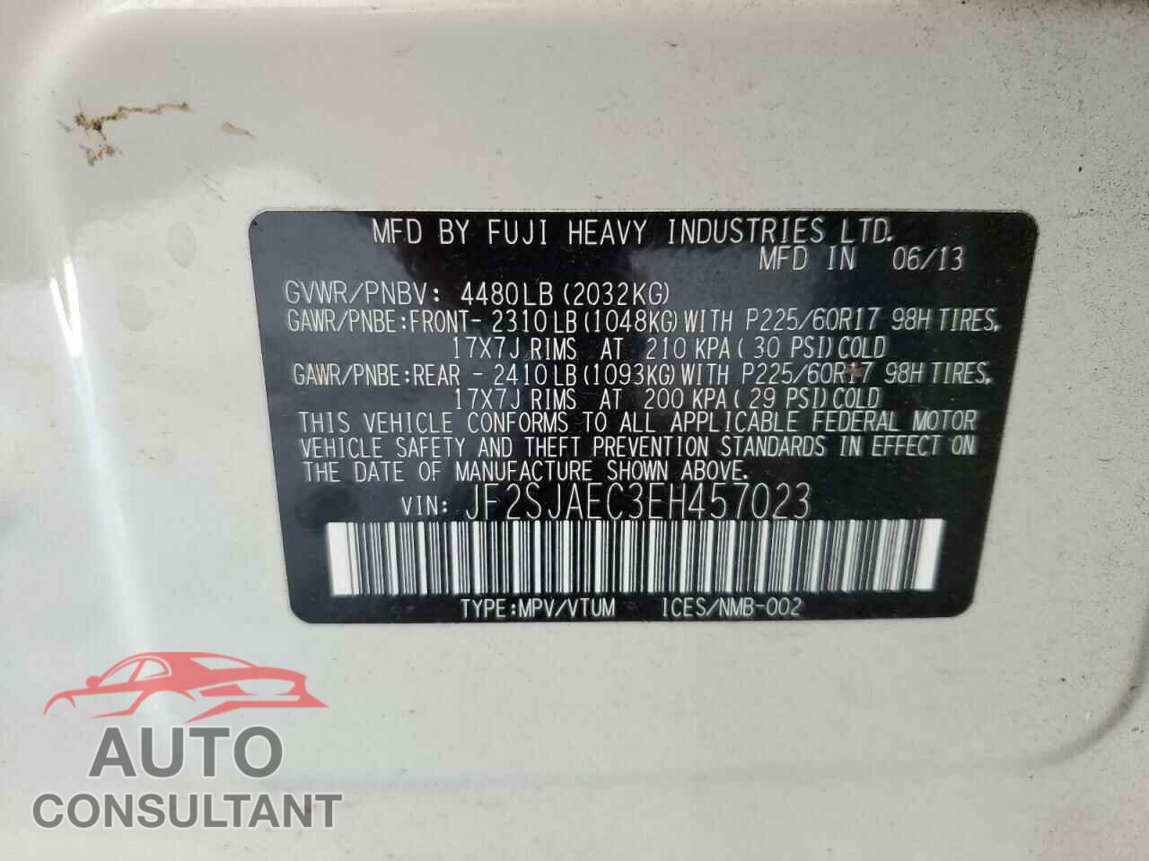 SUBARU FORESTER 2014 - JF2SJAEC3EH457023