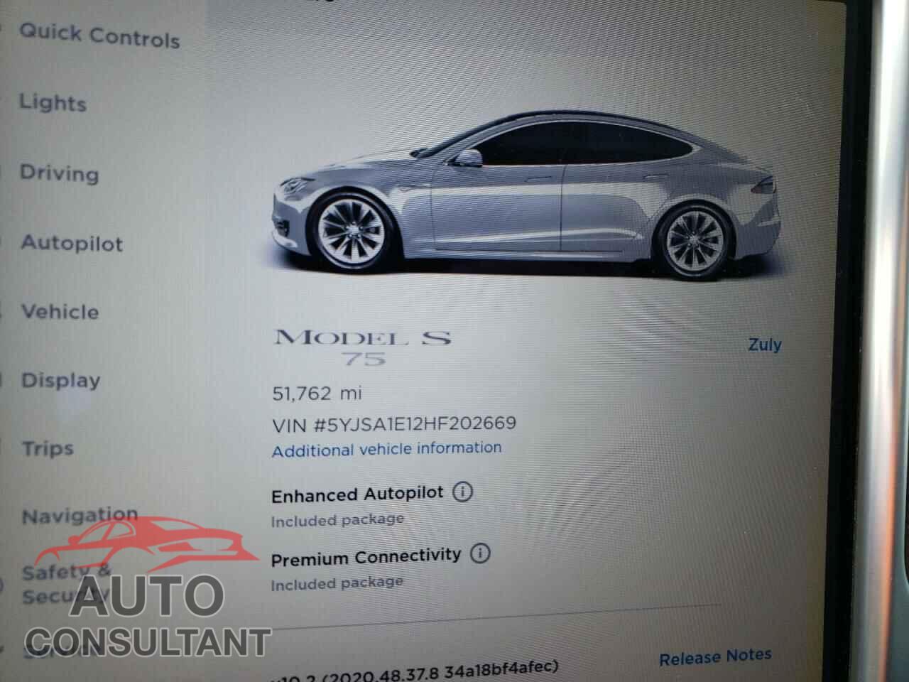 TESLA MODEL S 2017 - 5YJSA1E12HF202669