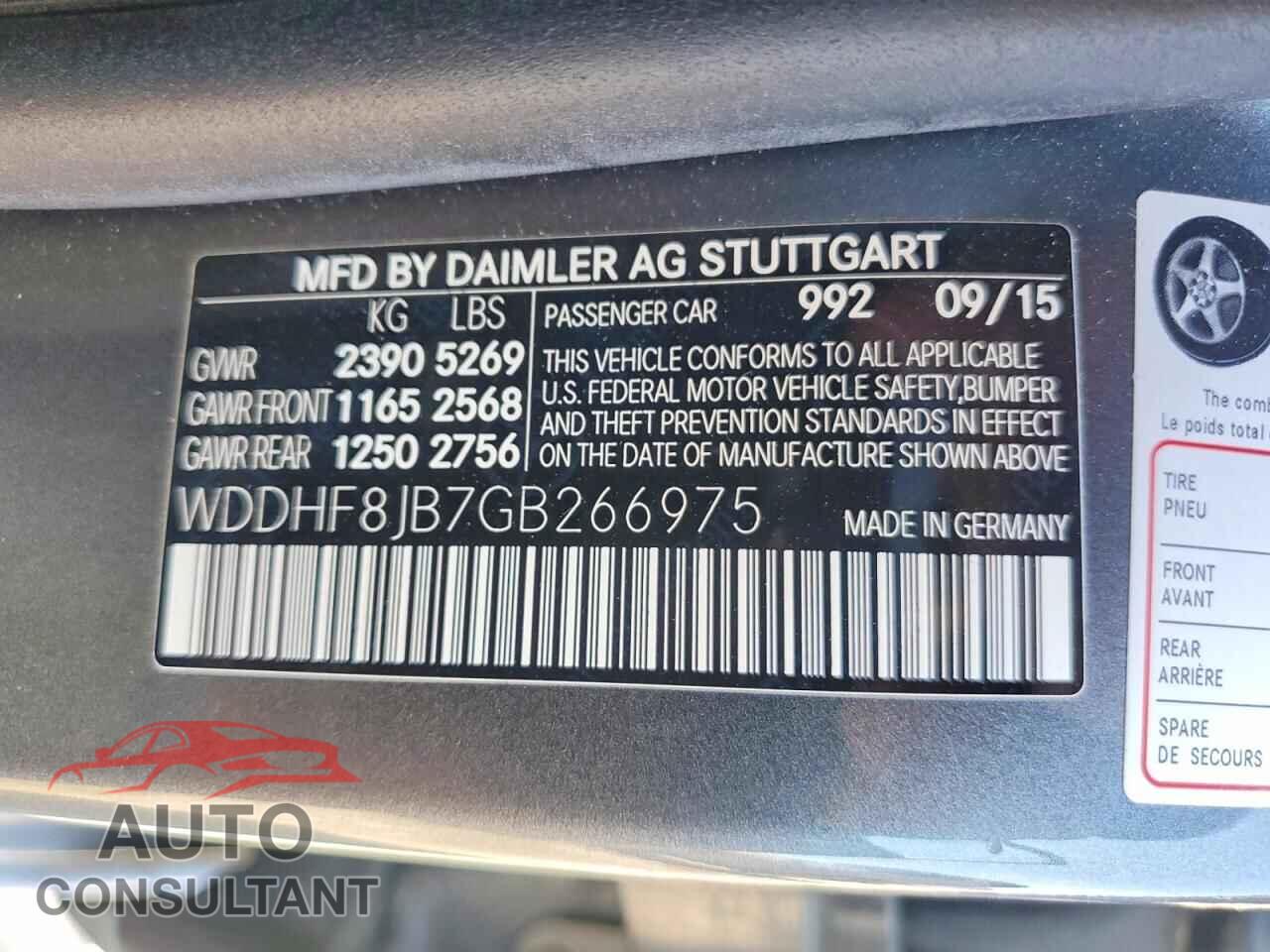 MERCEDES-BENZ E-CLASS 2016 - WDDHF8JB7GB266975
