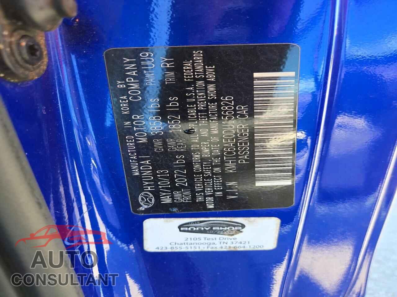 HYUNDAI VELOSTER 2013 - KMHTC6AE0DU156826