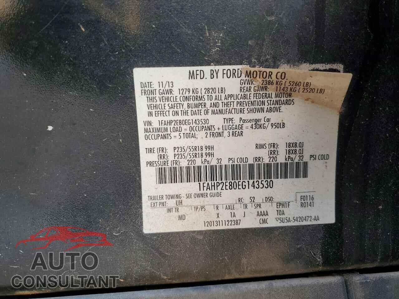 FORD TAURUS 2014 - 1FAHP2E80EG143530