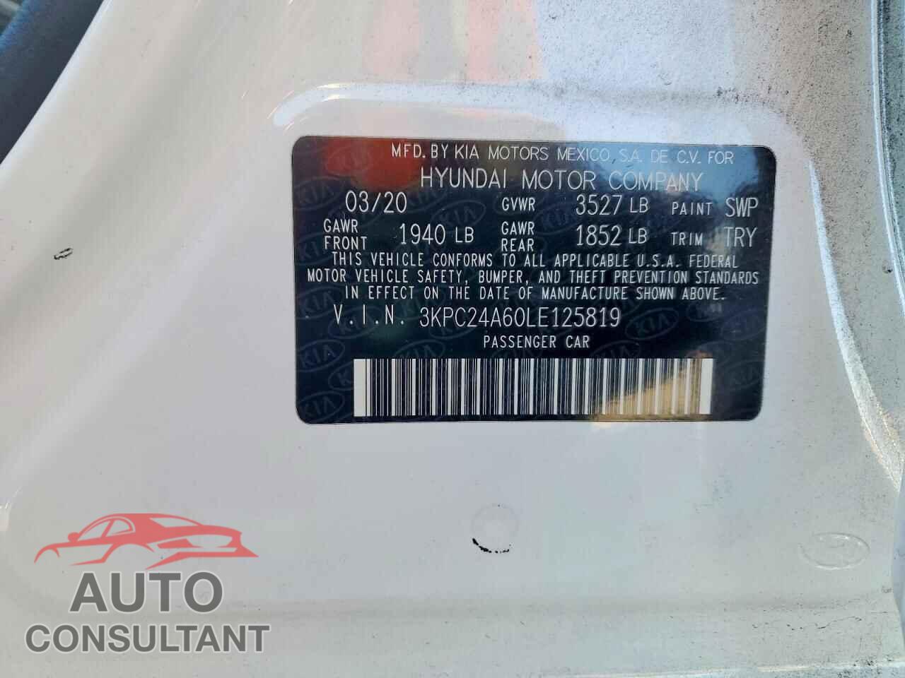 HYUNDAI ACCENT 2020 - 3KPC24A60LE125819