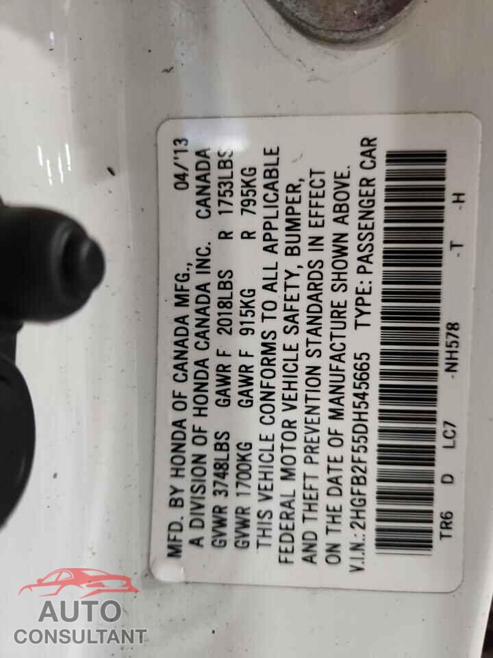 HONDA CIVIC 2013 - 2HGFB2F55DH545665
