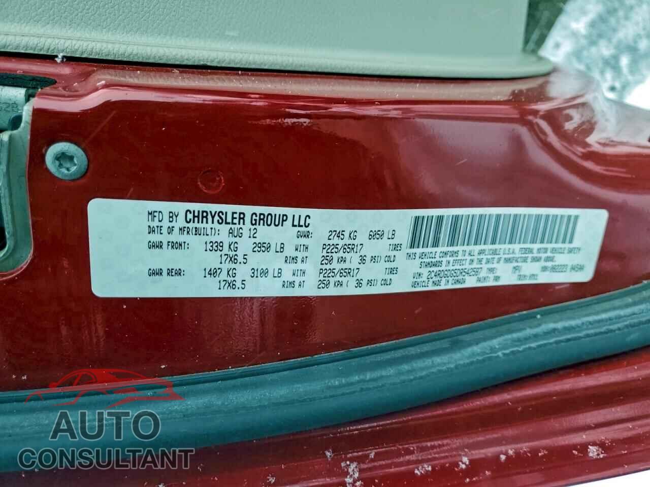 DODGE CARAVAN 2013 - 2C4RDGDG5DR542587