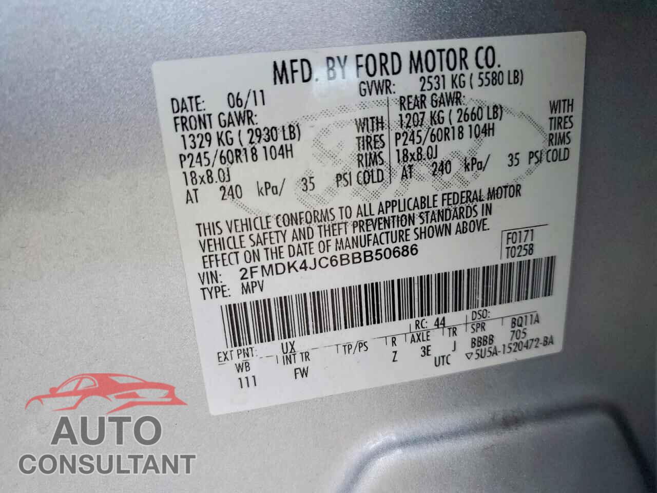 FORD EDGE 2011 - 2FMDK4JC6BBB50686