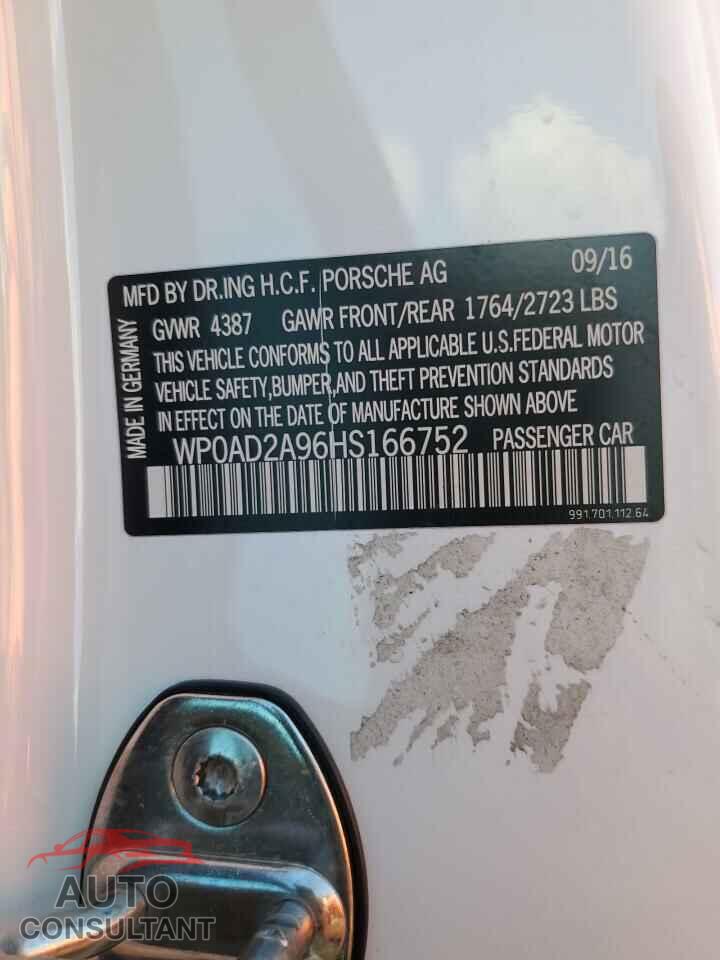 PORSCHE 911 2017 - WP0AD2A96HS166752