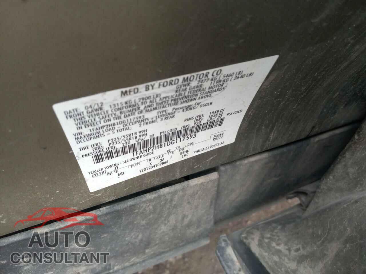 FORD TAURUS 2013 - 1FAHP2H81DG117593