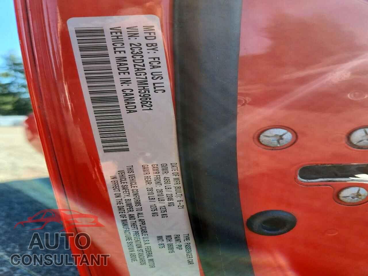 DODGE CHALLENGER 2021 - 2C3CDZAG7MH596621
