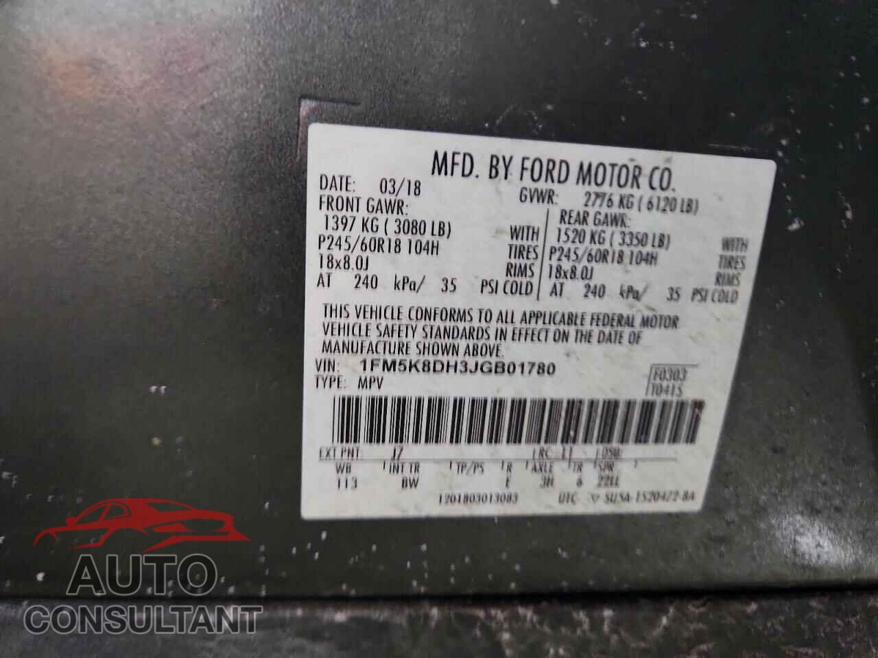 FORD EXPLORER 2018 - 1FM5K8DH3JGB01780