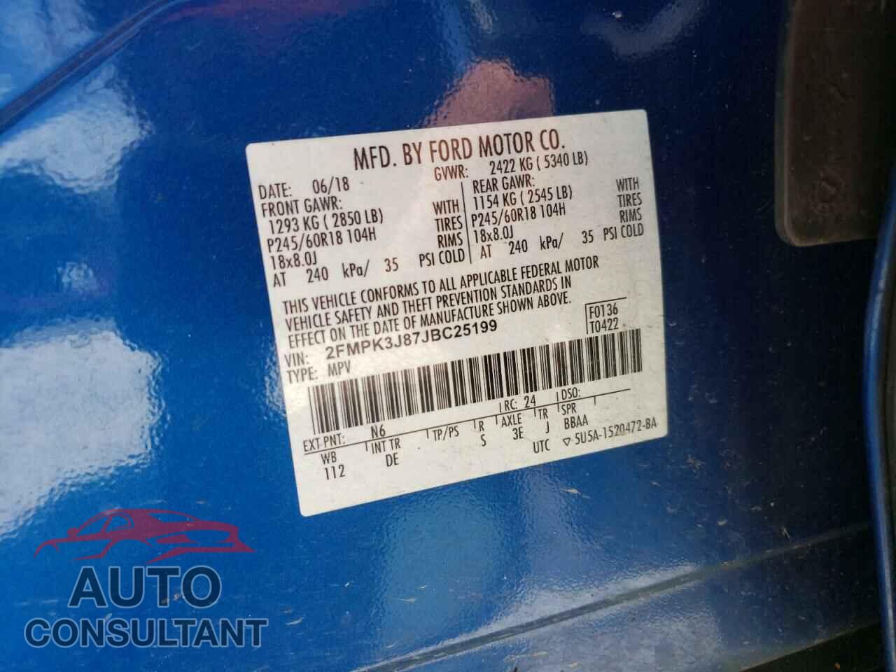 FORD EDGE 2018 - 2FMPK3J87JBC25199