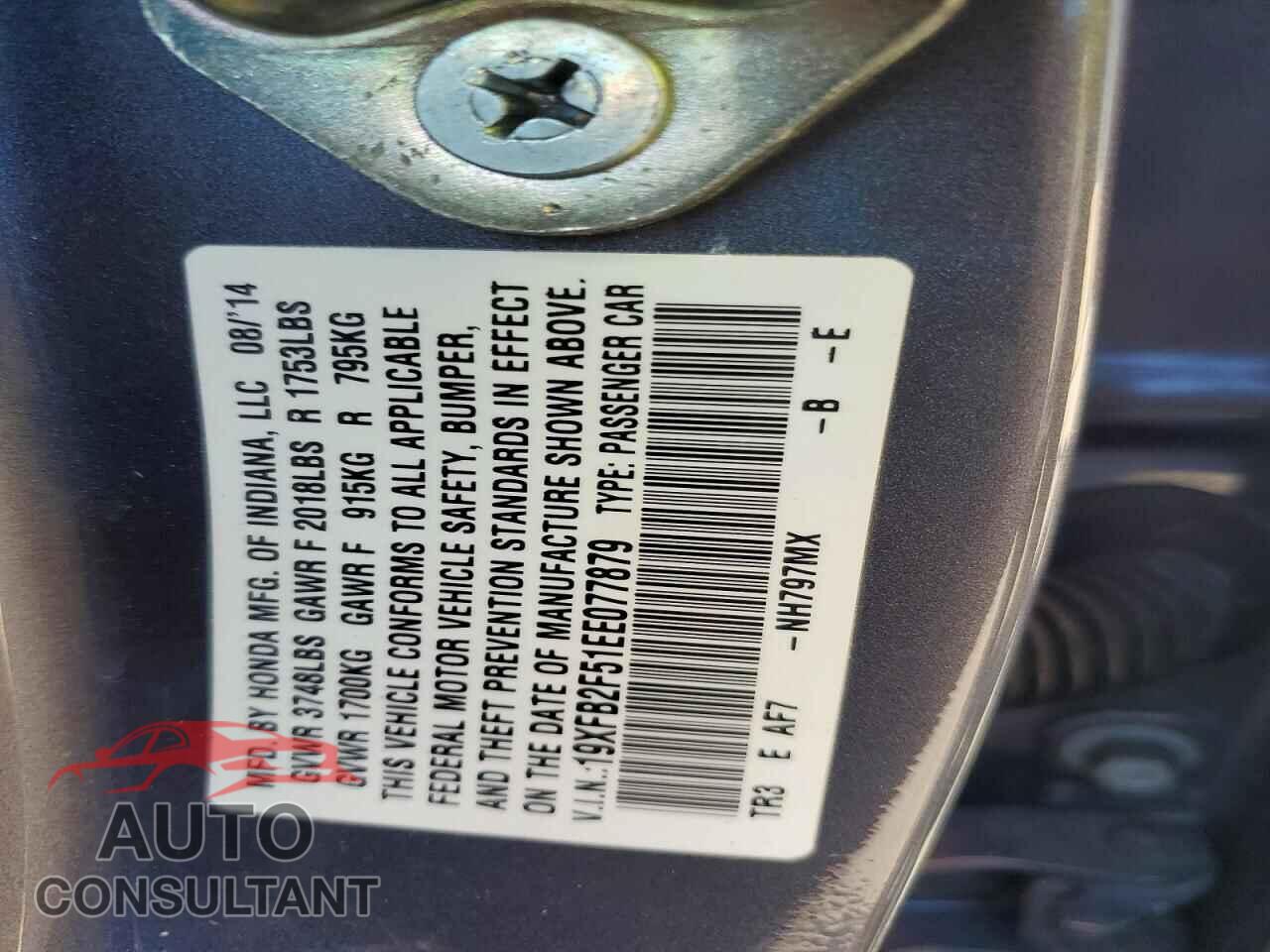HONDA CIVIC 2014 - 19XFB2F51EE077879